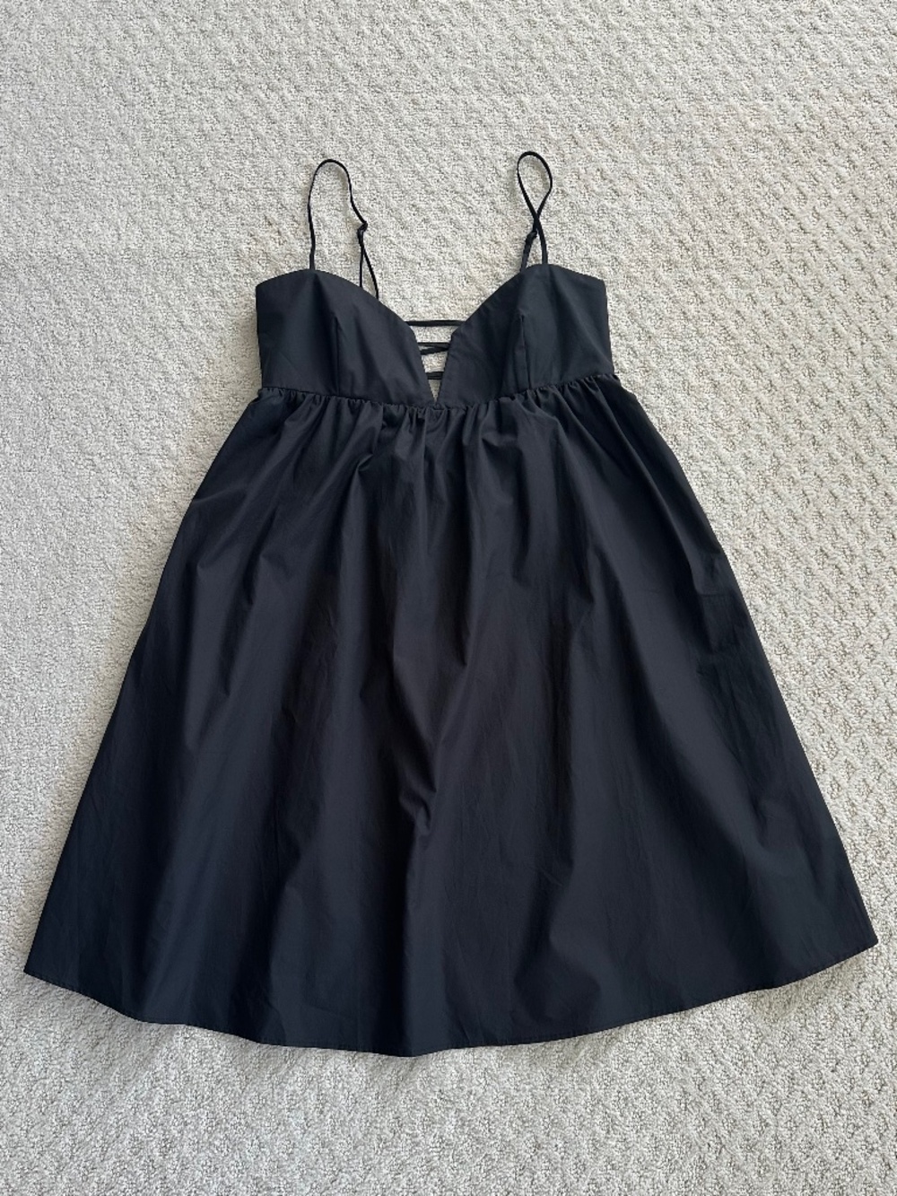 Susana Monaco Cotton Poplin Lace-Up Babydoll Mini Dress Black XL Lightweight NWT - Picture 4 of 16
